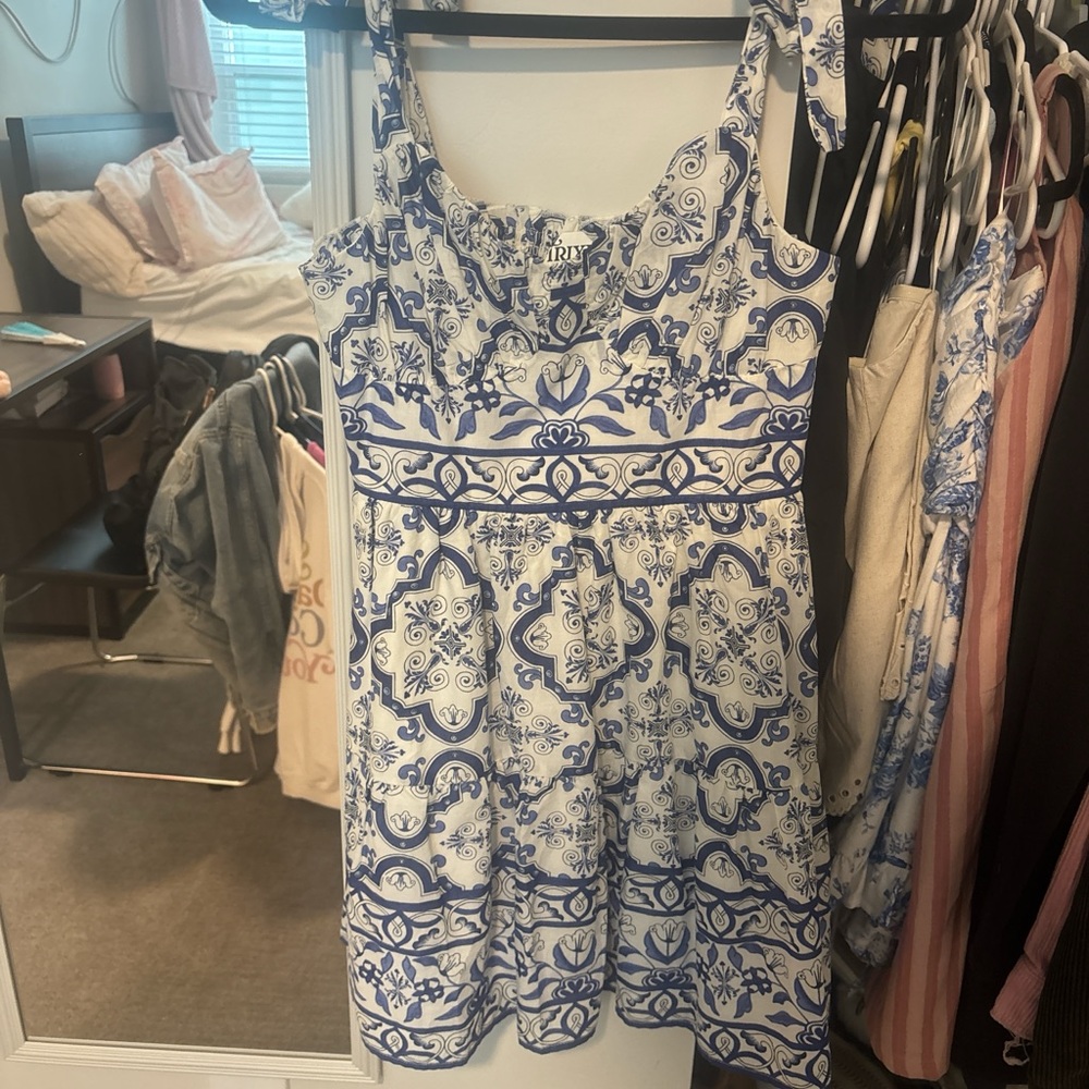 Trixxi Blue and White Patterned Mini Dress